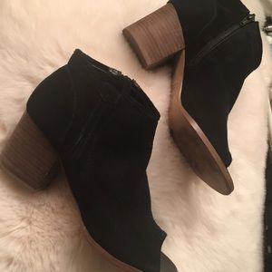 Black open toe booties